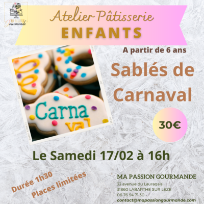 Atelier Pâtisserie -Enfant - Sablés de Carnaval