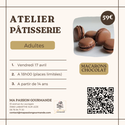 Atelier Pâtisserie Adultes - Macarons Chocolat