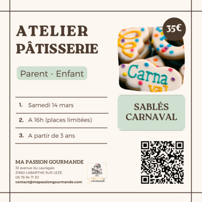 Atelier Pâtisserie en duo Parent-Enfant - Sablés Carnaval