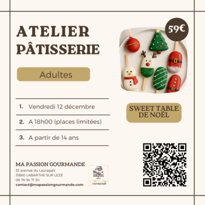 Atelier Pâtisserie Adultes - Sweet Table de Noël