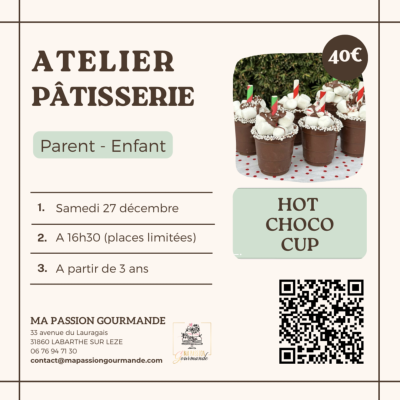 Atelier Pâtisserie en duo Parent-Enfant -Hot Choco Cups
