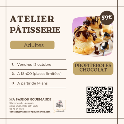 Atelier Pâtisserie Adultes - Profiteroles Chocolat