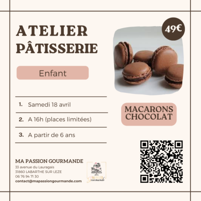 Atelier Pâtisserie Enfant - Macarons Chocolat