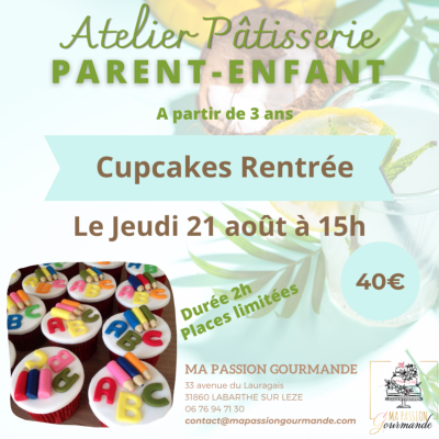 Atelier Pâtisserie en duo Parent-Enfant -Cupcakes Rentrée