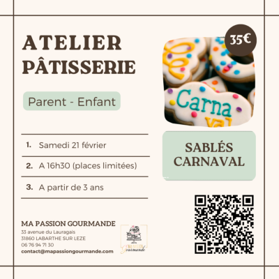 Atelier Pâtisserie en duo Parent-Enfant - Sablés Carnaval