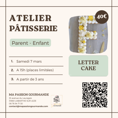 Atelier Pâtisserie en duo Parent-Enfant - Letter Cake